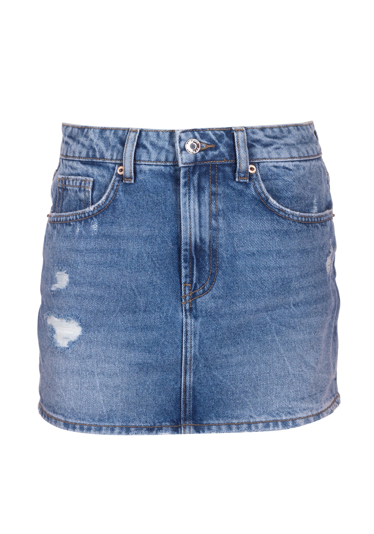Gonna slim mini in denim con lavaggio chiaro XT-STUDIO X123SG5001D41902-258