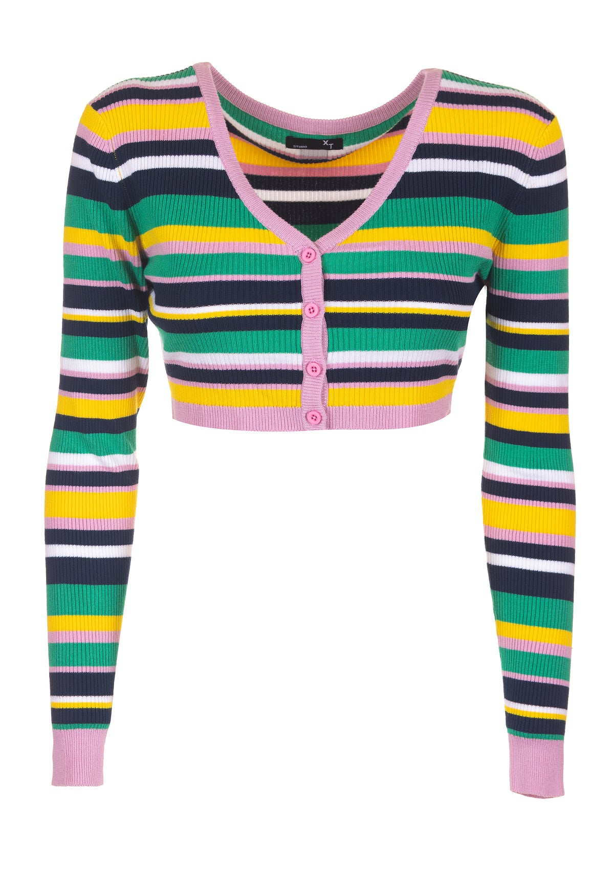 Cardigan slim corto a costine a righe XT-STUDIO X123ST8008K421N8-886