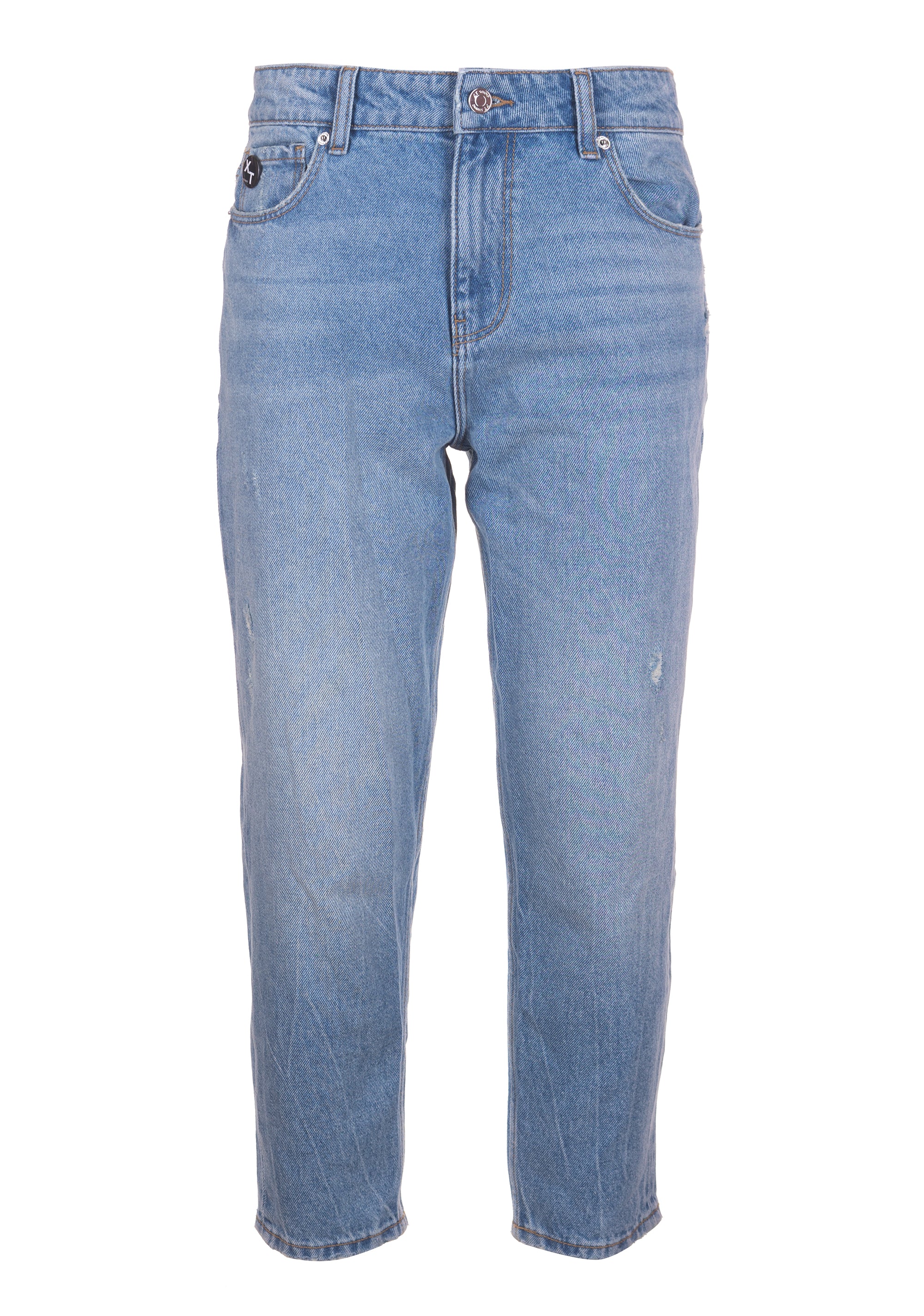 Jeans wide leg cropped in denim con lavaggio bleached XT-STUDIO X123SV2001D41903-062