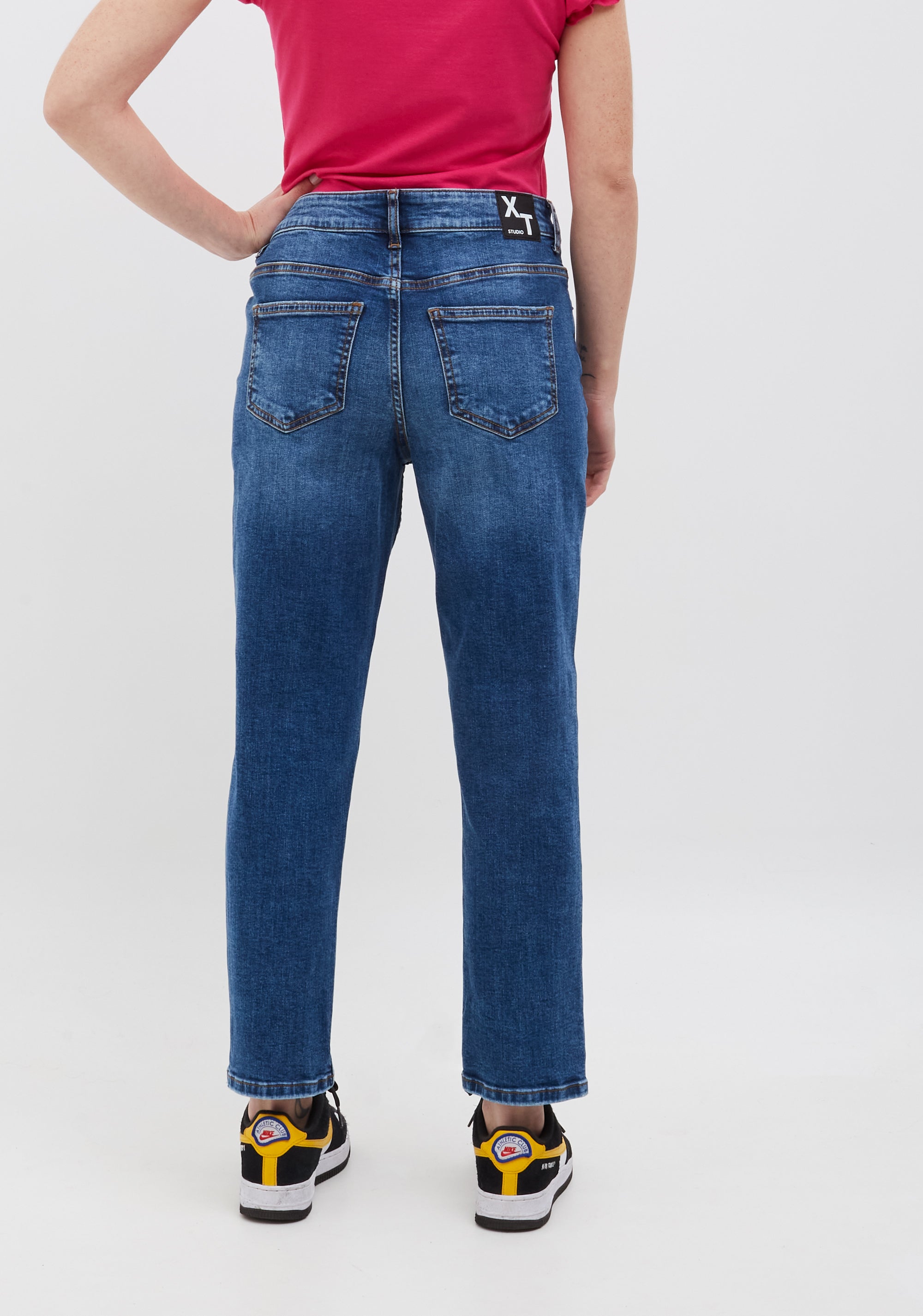 Jeans regular cropped in denim con lavaggio medio XT-STUDIO X123SV2001D45502-257-3