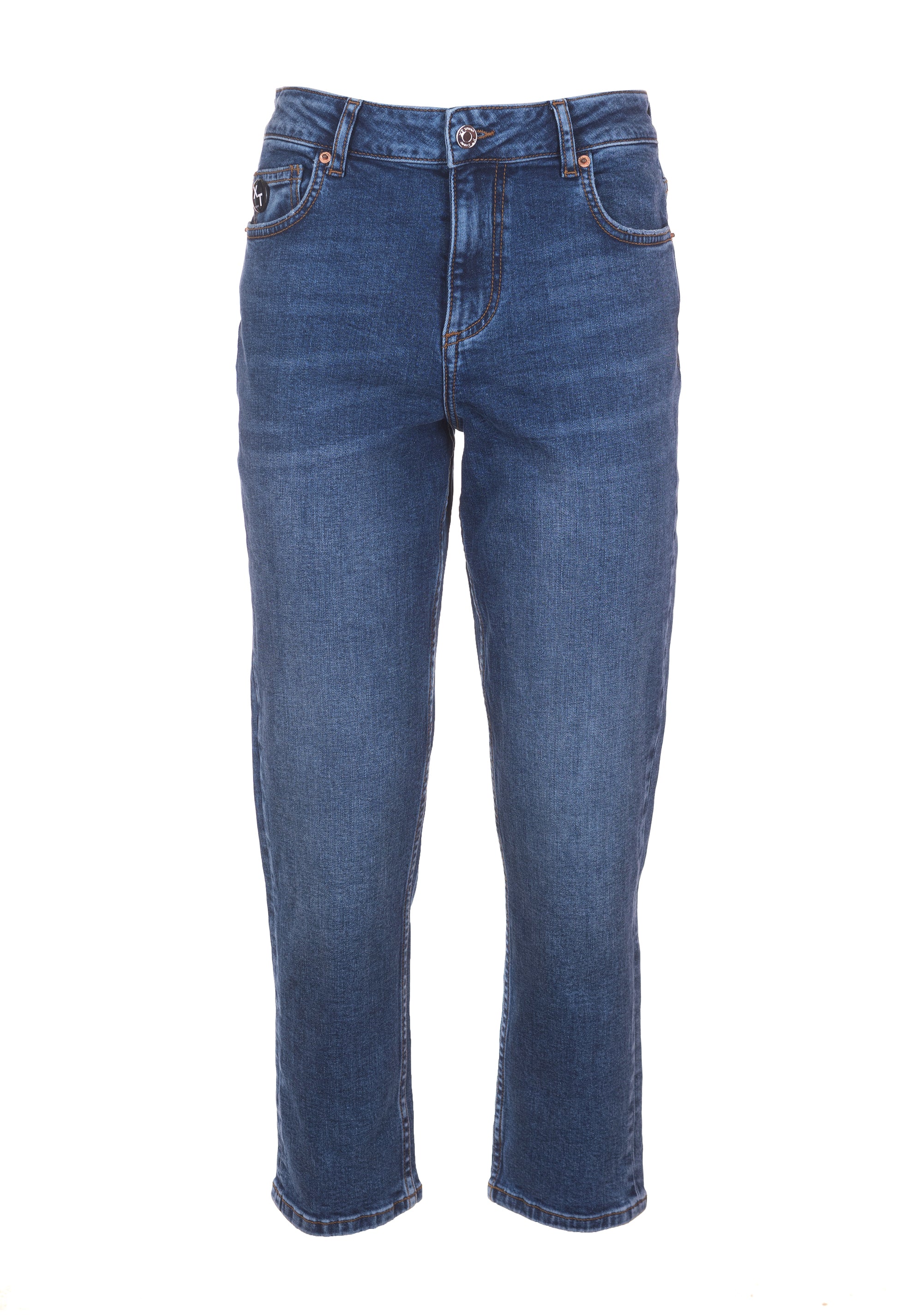 Jeans regular cropped in denim con lavaggio medio XT-STUDIO X123SV2001D45502-257